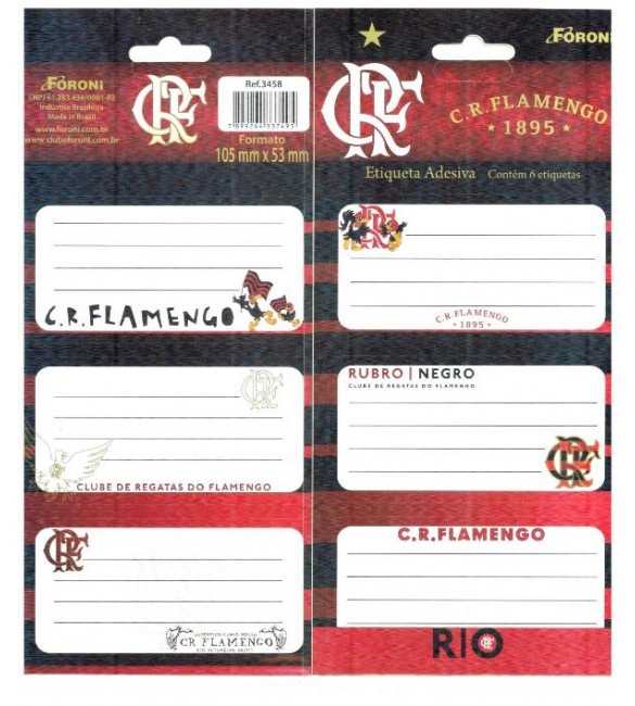 Etiqueta escolar Adesiva Flamengo pacote C/12 Unidades  - Foroni 